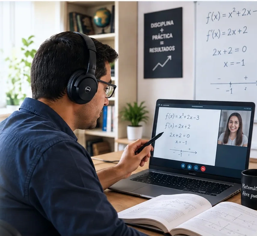 Clase individual de matemáticas online con pizarra digital